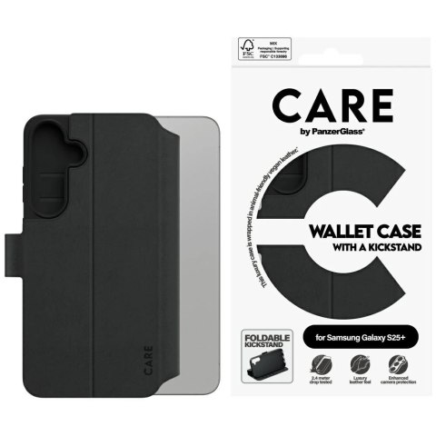 Etui Portfelowe do Samsung S25+ Czarne CARE by PanzerGlass Wallet Kickstand