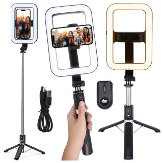 Kijek Selfie Stick Alogy GlowStick™ Pro Tripod Selfie z pilotem i lampą LED do zdjęć makijażu nagrywania filmików długi 132cm Cz