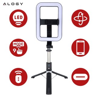 Kijek Selfie Stick Alogy GlowStick™ Pro Tripod Selfie z pilotem i lampą LED do zdjęć makijażu nagrywania filmików długi 132cm Cz