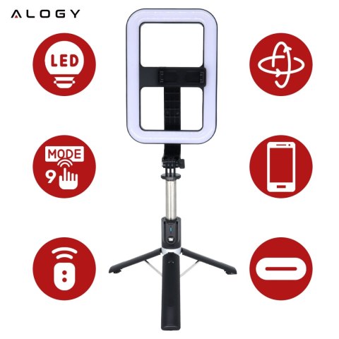 Kijek Selfie Stick Alogy GlowStick™ Pro Tripod Selfie z pilotem i lampą LED do zdjęć makijażu nagrywania filmików długi 132cm Cz