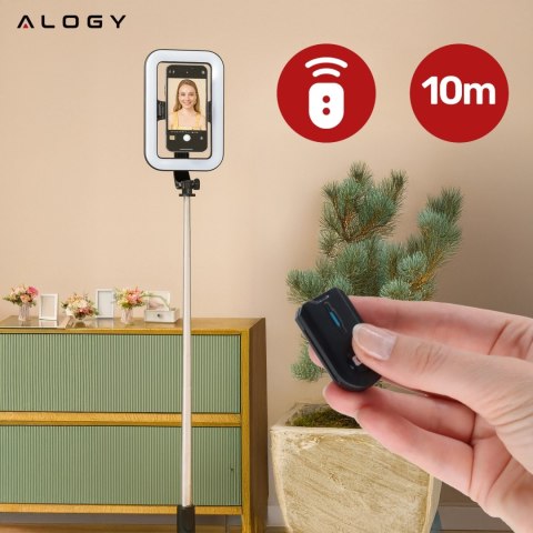 Kijek Selfie Stick Alogy GlowStick™ Pro Tripod Selfie z pilotem i lampą LED do zdjęć makijażu nagrywania filmików długi 132cm Cz