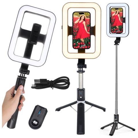 Kijek Selfie Stick Alogy GlowStick™ Pro Tripod Selfie z pilotem i lampą LED do zdjęć makijażu nagrywania filmików długi 132cm Cz