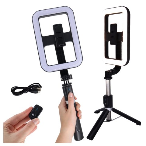 Kijek Selfie Stick Alogy GlowStick™ Pro Tripod Selfie z pilotem i lampą LED do zdjęć makijażu nagrywania filmików długi 132cm Cz