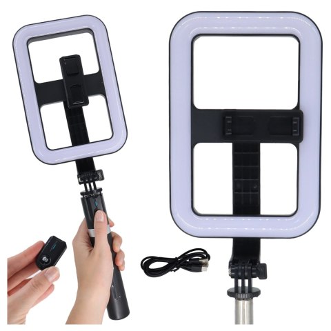 Kijek Selfie Stick Alogy GlowStick™ Pro Tripod Selfie z pilotem i lampą LED do zdjęć makijażu nagrywania filmików długi 132cm Cz