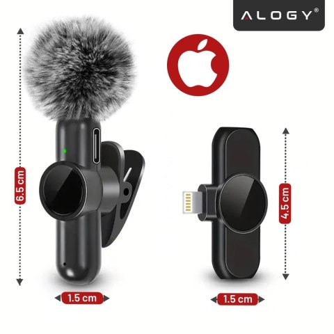 Mikrofon Bezprzewodowy 2x Zestaw - Lightning do iPhone, redukcja szumu, lekka konstrukcja, zasięg do 20 metrów - 2x Mikrofon Kra