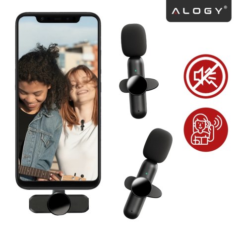 Mikrofon Bezprzewodowy 2x Zestaw - Lightning do iPhone, redukcja szumu, lekka konstrukcja, zasięg do 20 metrów - 2x Mikrofon Kra