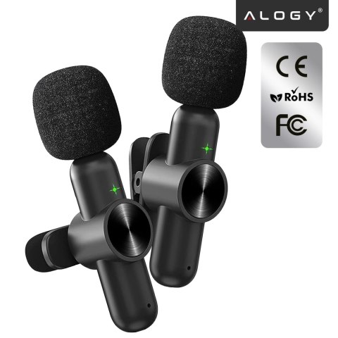 Mikrofon Bezprzewodowy 2x Zestaw - Lightning do iPhone, redukcja szumu, lekka konstrukcja, zasięg do 20 metrów - 2x Mikrofon Kra