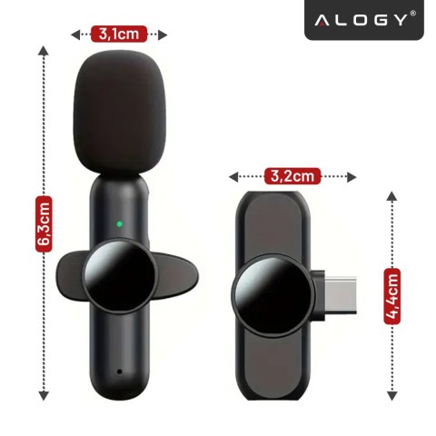 Mikrofon Bezprzewodowy 2x Zestaw - USB-C, redukcja szumu, lekka konstrukcja, zasięg do 20 metrów - 2x Mikrofon Krawatowy z Futer
