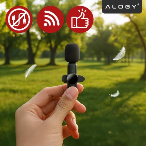 Mikrofon Bezprzewodowy 2x Zestaw - USB-C, redukcja szumu, lekka konstrukcja, zasięg do 20 metrów - 2x Mikrofon Krawatowy z Futer