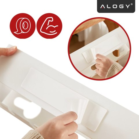 Organizer na Kable 2w1 Pod Biurko i na Ścianę, 40 cm, z Paskiem Klejącym utrzymanie porządku na biurku, Alogy CableHold™ - Biały