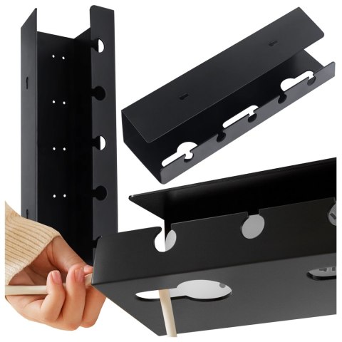 Organizer na Kable 2w1 Pod Biurko i na Ścianę, 40 cm, z Paskiem Klejącym utrzymanie porządku na biurku, Alogy CableHold™ - Czarn