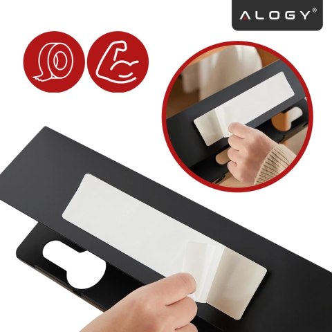 Organizer na Kable 2w1 Pod Biurko i na Ścianę, 40 cm, z Paskiem Klejącym utrzymanie porządku na biurku, Alogy CableHold™ - Czarn