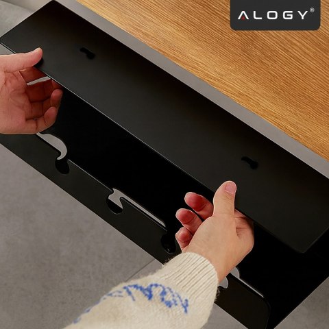 Organizer na Kable 2w1 Pod Biurko i na Ścianę, 40 cm, z Paskiem Klejącym utrzymanie porządku na biurku, Alogy CableHold™ - Czarn