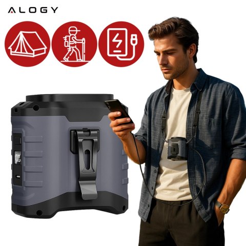 Wentylator z klipsem do paska, akumulator 4000 mAh, 5 poziomów prędkości, czas pracy 8-40 godzin, ładowanie przez USB, do stosow