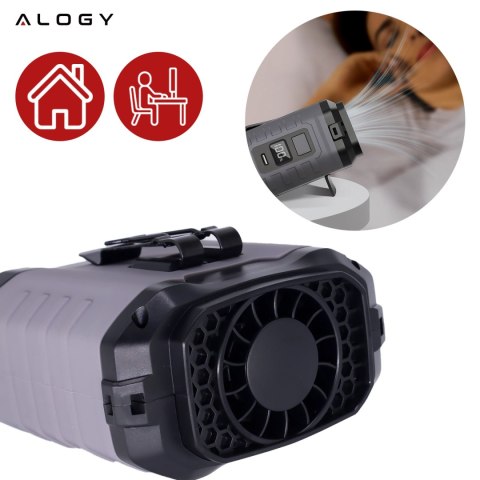 Wentylator z klipsem do paska, akumulator 4000 mAh, 5 poziomów prędkości, czas pracy 8-40 godzin, ładowanie przez USB, do stosow