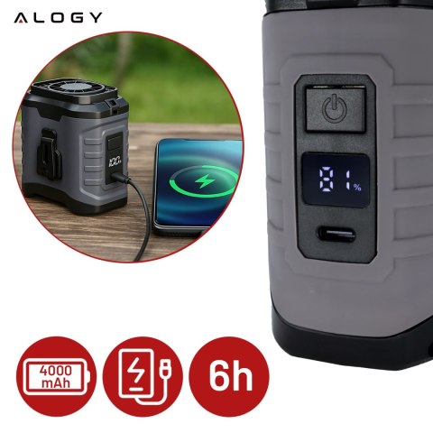 Wentylator z klipsem do paska, akumulator 4000 mAh, 5 poziomów prędkości, czas pracy 8-40 godzin, ładowanie przez USB, do stosow