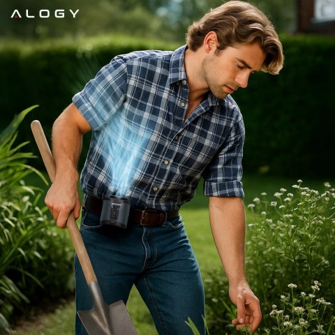 Wentylator z klipsem do paska, akumulator 4000 mAh, 5 poziomów prędkości, czas pracy 8-40 godzin, ładowanie przez USB, do stosow