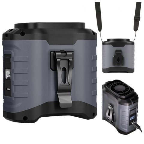 Wentylator z klipsem do paska, akumulator 4000 mAh, 5 poziomów prędkości, czas pracy 8-40 godzin, ładowanie przez USB, do stosow