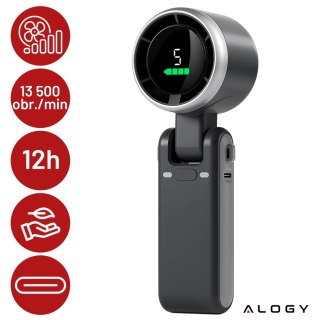 Wiatrak Mini wentylator Cyrkulator powietrza Alogy SmartFan™ Neck wiatraczek ręczny biurkowy z paskiem na szyję wyświetlacz LED 