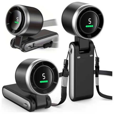 Wiatrak Mini wentylator Cyrkulator powietrza Alogy SmartFan™ Neck wiatraczek ręczny biurkowy z paskiem na szyję wyświetlacz LED 