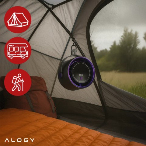 Wiatrak biurkowy ścienny cichy 25dB z klipsem bateria 8H mały 5 trybów wentylator cyrkulator powietrza Alogy ClipFan™ Ciemny Sza