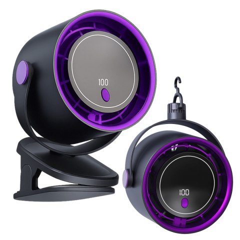 Wiatrak biurkowy ścienny cichy 25dB z klipsem bateria 8H mały 5 trybów wentylator cyrkulator powietrza Alogy ClipFan™ Ciemny Sza