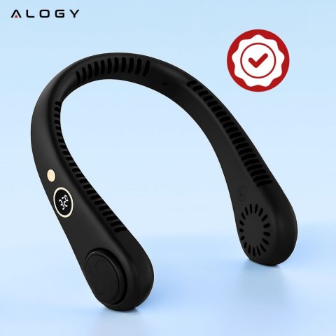 Wiatrak na szyję Alogy BreezeNeck™ mini wentylator cyrkulator powietrza na kark z wyświetlaczem 1500mAh Czarny