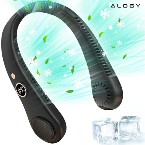 Wiatrak na szyję Alogy BreezeNeck™ mini wentylator cyrkulator powietrza na kark z wyświetlaczem 1500mAh Czarny