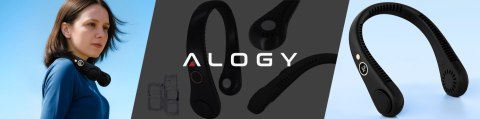 Wiatrak na szyję Alogy BreezeNeck™ mini wentylator cyrkulator powietrza na kark z wyświetlaczem 1500mAh Czarny