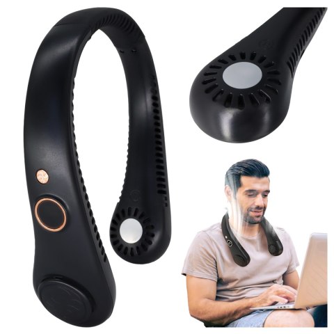 Wiatrak na szyję Alogy BreezeNeck™ mini wentylator cyrkulator powietrza na kark z wyświetlaczem 1500mAh Czarny