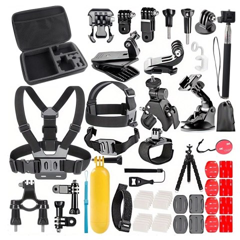 Zestaw Akcesoriów do GoPro Hero 13 12 11 10 9 8 7 6 kamerki sportowej zestaw mocowań Alogy ActionKit™ XXL 58w1 z Etui pokrowcem 