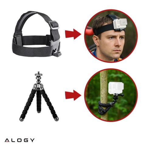 Zestaw Akcesoriów do GoPro Hero 13 12 11 10 9 8 7 6 kamerki sportowej zestaw mocowań Alogy ActionKit™ XXL 58w1 z Etui pokrowcem 