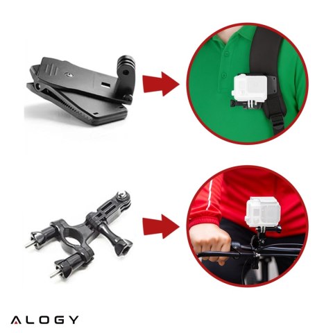Zestaw Akcesoriów do GoPro Hero 13 12 11 10 9 8 7 6 kamerki sportowej zestaw mocowań Alogy ActionKit™ XXL 58w1 z Etui pokrowcem 
