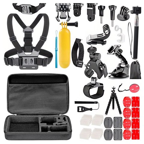 Zestaw Akcesoriów do GoPro Hero 13 12 11 10 9 8 7 6 kamerki sportowej zestaw mocowań Alogy ActionKit™ XXL 58w1 z Etui pokrowcem 