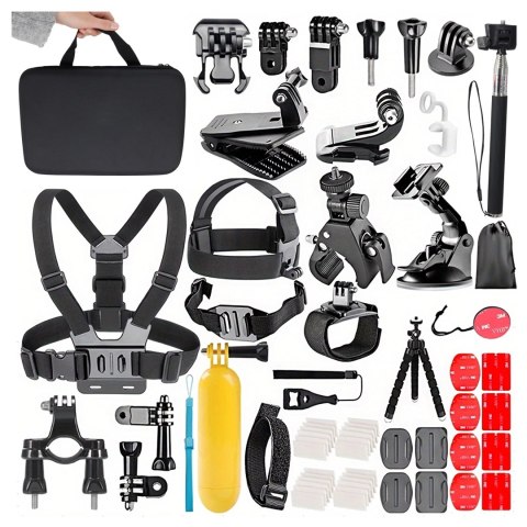 Zestaw Akcesoriów do GoPro Hero 13 12 11 10 9 8 7 6 kamerki sportowej zestaw mocowań Alogy ActionKit™ XXL 58w1 z Etui pokrowcem 