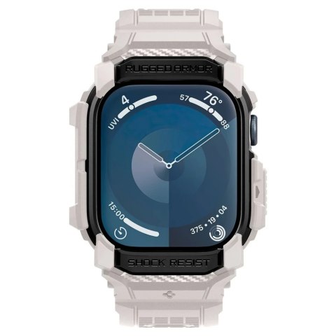 ETUI Z PASKIEM DO APPLE WATCH 10 (46MM) DUNE BEIGE BIAŁE SPIGEN RUGGED ARMOR PRO