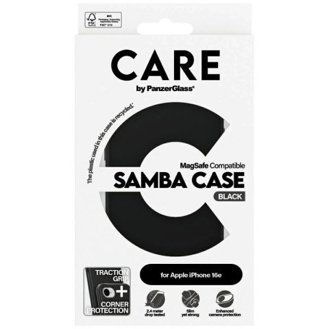 Etui CARE do iPhone 16e by PanzerGlass Fashionable Samba MagSafe Czarny