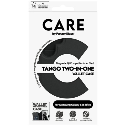 Etui do Samsung Galaxy S25 Ultra CARE by PanzerGlass Feature Tango Wallet 2w1 Czarny