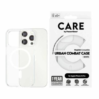 Etui do iPhone 15 Pro CARE by PanzerGlass Urban Combat Case MagSafe Przezroczysty z Białymi Magnesami