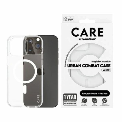 Etui do iPhone 15 Pro Max CARE by PanzerGlass Urban Combat Case MagSafe Przezroczysto-Białe