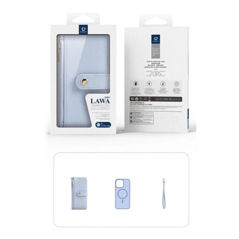 Etui skórzane Dux Ducis Lawa na iPhone 15 Pro Max - niebieskie