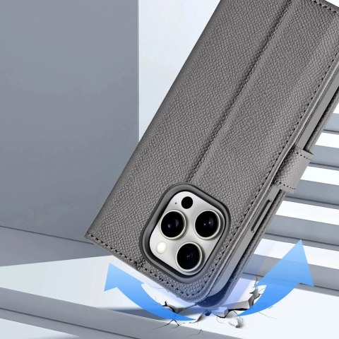 Etui skórzane Dux Ducis Lawa na iPhone 15 Pro Max z MagSafe - szare