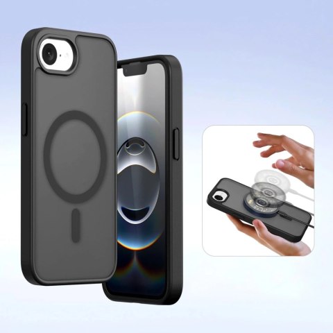 Etui skórzane do iPhone 16e Dux Ducis Lawa Black z portfelem MagSafe czarne