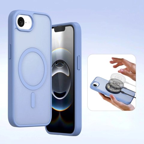 Etui skórzane do iPhone 16e Dux Ducis Lawa z portfelem MagSafe błękitne