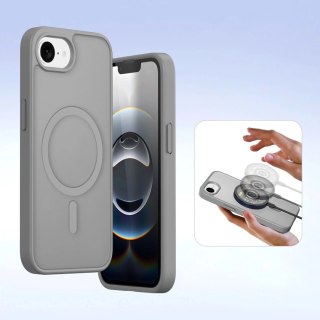 Etui skórzane do iPhone 16e Dux Ducis Lawa z portfelem MagSafe szare