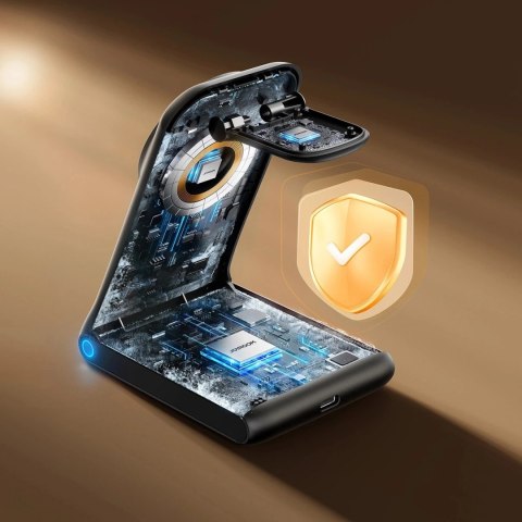 Ładowarka bezprzewodowa Joyroom 15W 3w1 stacja ładująca z MagSafe - czarna