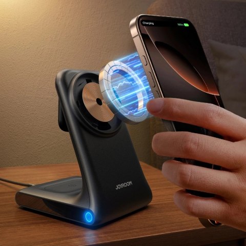 Ładowarka bezprzewodowa Joyroom 15W 3w1 stacja ładująca z MagSafe - czarna