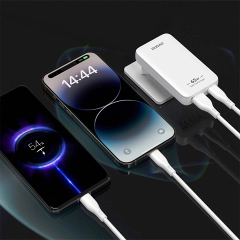Ładowarka sieciowa GaN Dudao A65Q 65W USB-C/USB-A PD EU/US - biała
