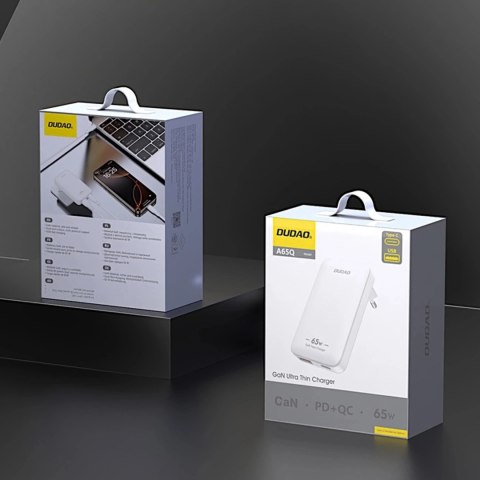 Ładowarka sieciowa GaN Dudao A65Q 65W USB-C/USB-A PD EU/US - biała