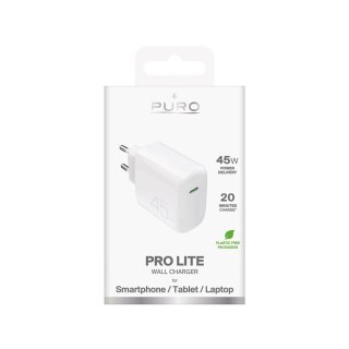 Ładowarka sieciowa Puro PROLITE 45W USB-C biała szybkie ładowanie PD